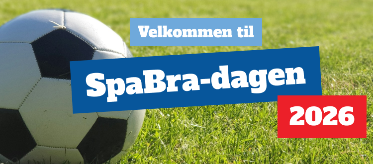 Fotball på gress med teksten Spabra-dagen 2026
